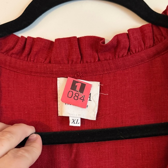 Misa Red Ruffle Tiered V-Neck Dress - Picture 2 of 7